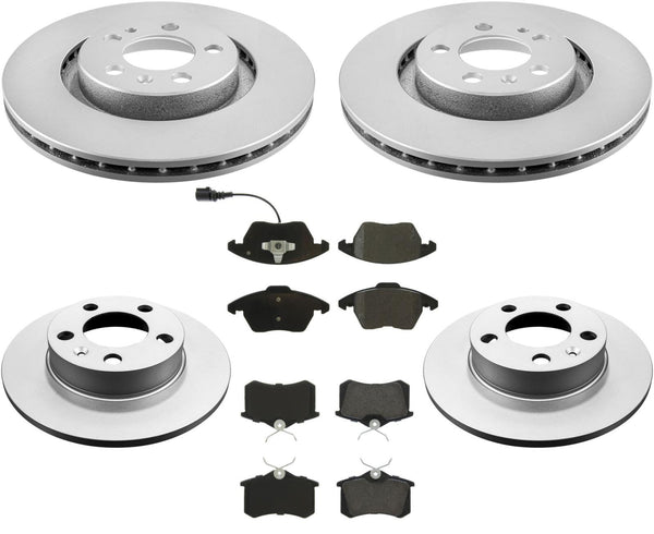 Front & Rear Coated Disc Rotors & Ceramic Pads For 2007-2009 Jetta City
