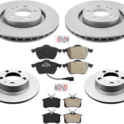 Front 280MM & Rear Coated Rotors & AmeriBRAKES Brake Pads For Jetta 1.8L 01-05