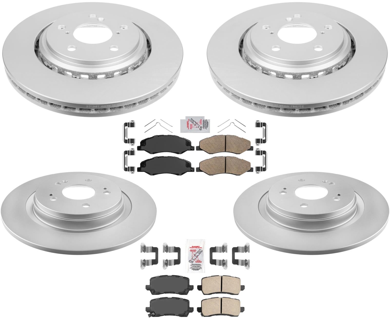 Front & Rear Coated Rotors & Ceramic Brake Pads For 2018-2020 Honda Odyssey