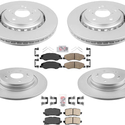 F&R Coated Rotor Brake Rotors & Ceramic Brake Pads For 2018-2020 Honda Odyssey