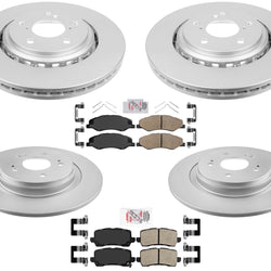 F&R Coated Rotor Brake Rotors & Ceramic Brake Pads For 2021-2023 Honda Odyssey