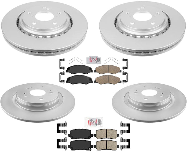 F&R Coated Rotor Brake Rotors & Ceramic Brake Pads For 2021-2023 Honda Odyssey