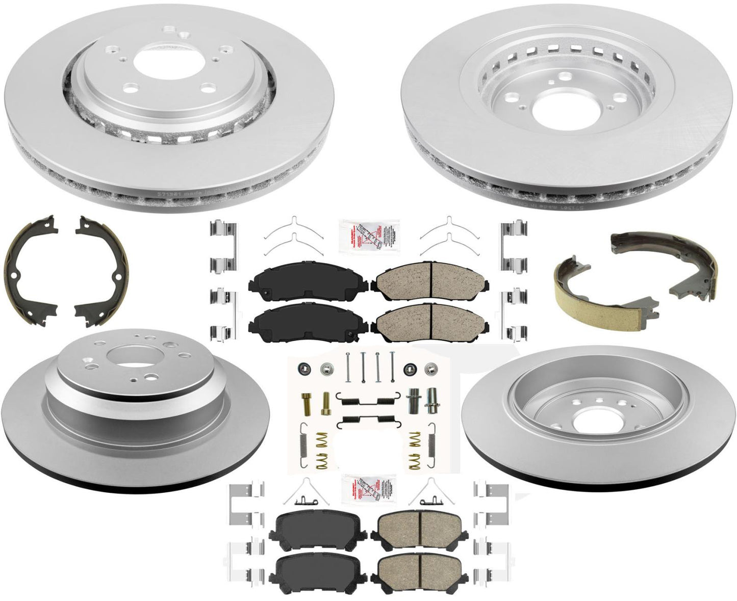 Pastillas de rotores de freno recubiertas delanteras y traseras, Hardware de estacionamiento para Honda Pilot 2016-2022
