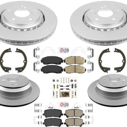 Front & Rear Coated Rotors Pads Hardware Parking For Honda Passport 2019-2024