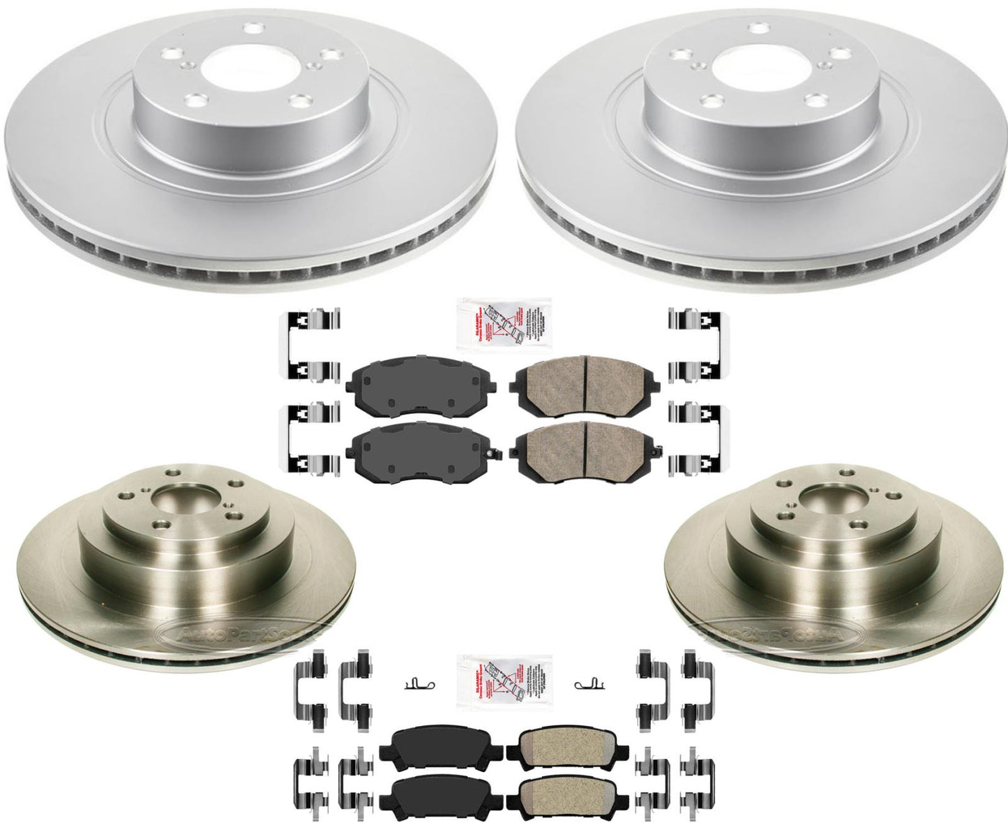 Rotores delanteros recubiertos y rotores traseros y pastillas de freno para Subaru Legacy 3.0L 2008-2009