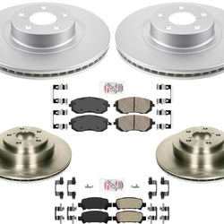 Front Coated Rotors & Rear Rotors & Brake Pads For Subaru Legacy 3.0L 2008-2009