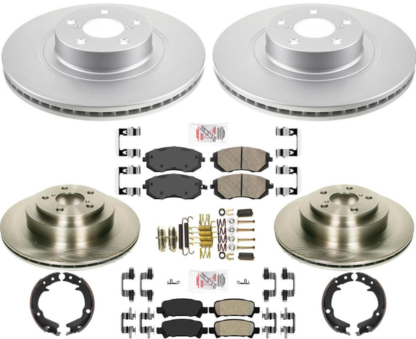 Front Coated Rotors & Rear Rotors Pads & Shoes For Subaru Legacy 3.0L 2008-2009