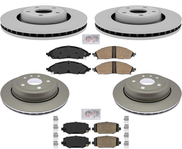 Front 350MM & Rear Coated Brake Rotors & Ceramic Pads For Grand Cherokee 22-23