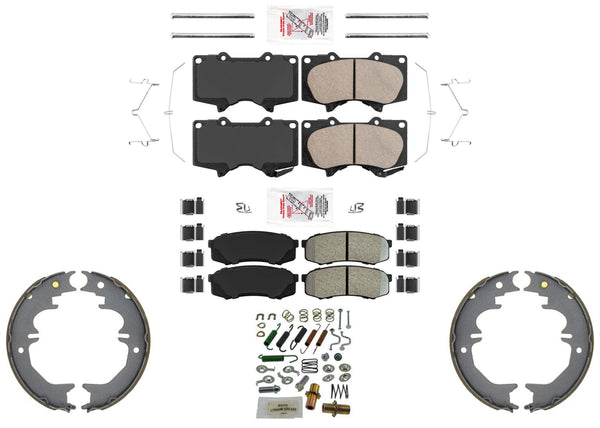 Disc Brake Pads w/ Parking Brake Hardware For Toyota 4 Runner GX460 2010-2022