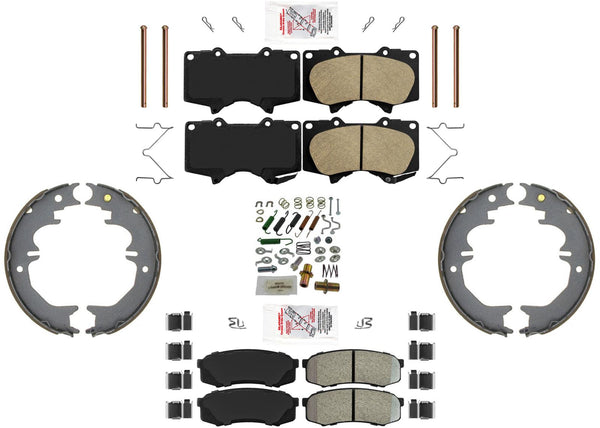 AmeriPro Premium Disc Brake Pads Parking Shoes Hardware For FJ Cruiser 2007-2014
