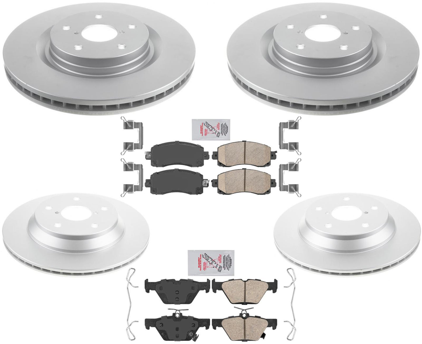 Para Subaru Forester 2019-2022 Rotores de freno de disco recubiertos Hardware de pastillas de freno