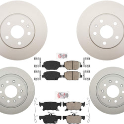 Front & Rear Coated Disc Brake Rotors & Brake Pads For Buick Envision 2019-2020