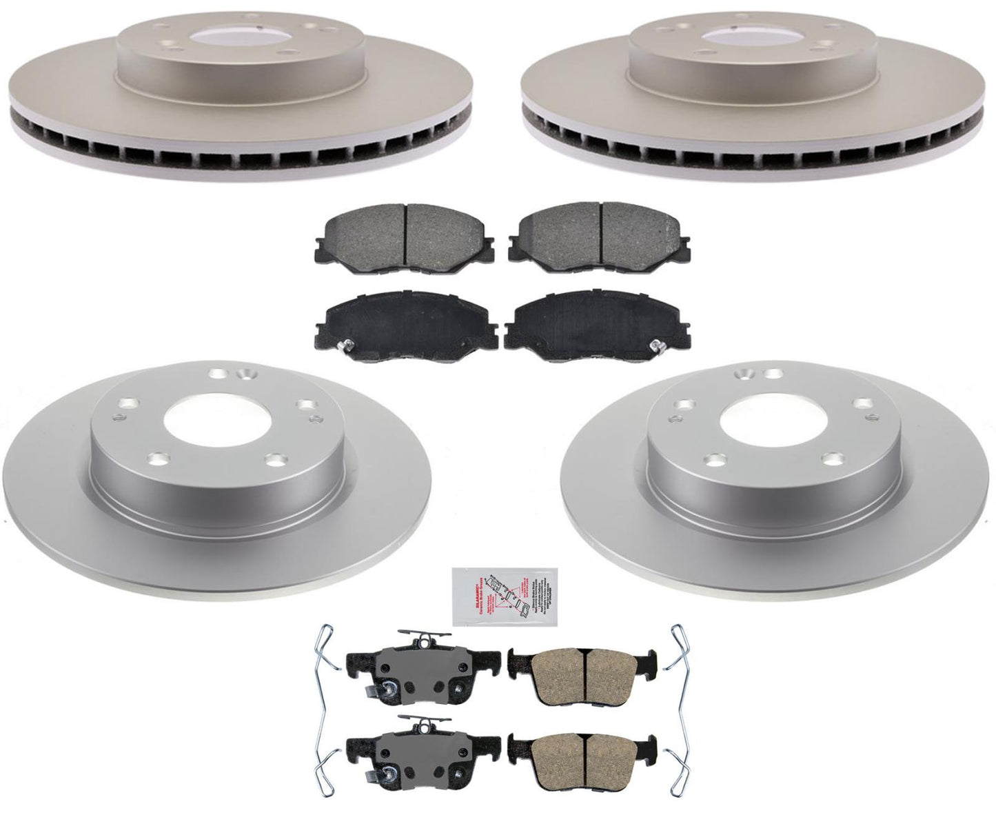 AmeriBRAKES Pastillas de freno de cerámica con rotores de freno revestidos para Honda Civic 2022-2023