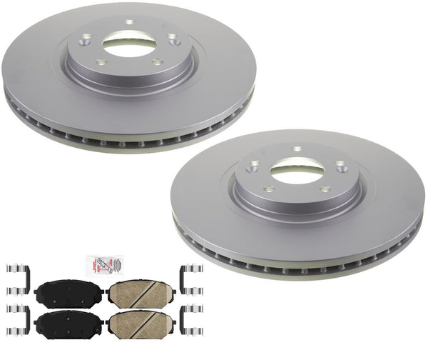 AmeriBRAKES Coated Brake Rotors Ceramic Brake Pads for Hyundai Veracruz 07-2012