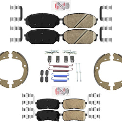 Front & Rear Ceramic Brake Pads & Parking Shoes for Hyundai Veracruz 2007-2012