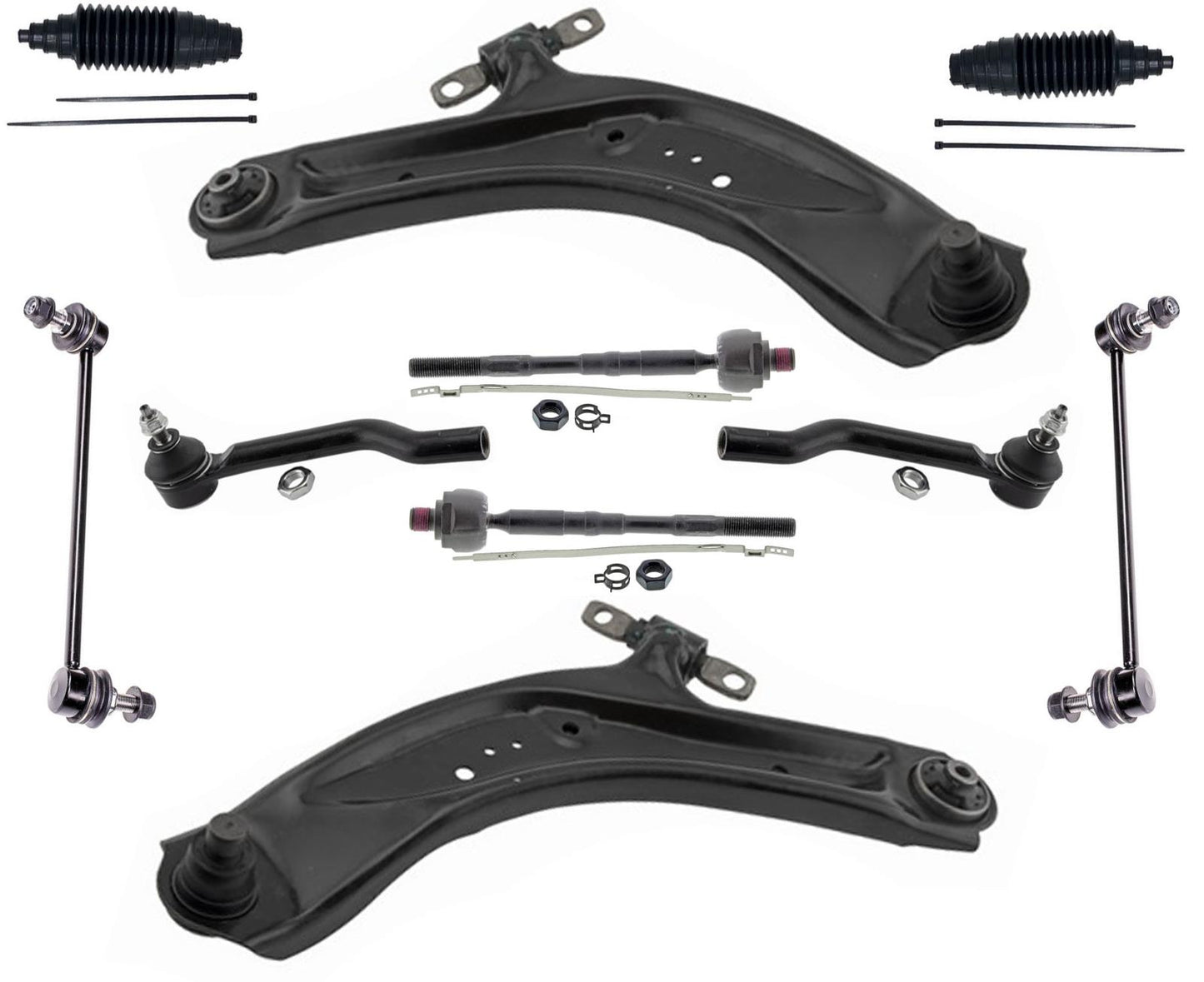 Front Lower Control Arms Inner Outer Tie Rods & Links For Nissan Rogue 2014-20