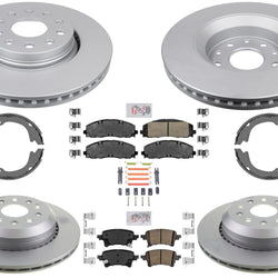 Front & Rear Coated Rotors Brake Pads Hardware Parking for 20-23 Jeep Gladiator