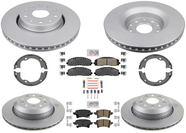Front & Rear Coated Rotors Brake Pads Hardware Parking for 20-23 Jeep Gladiator