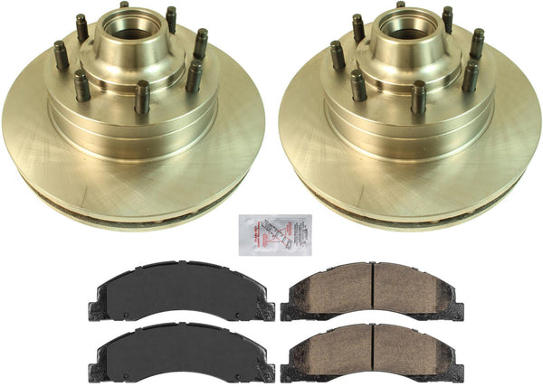 Front Disc Brake Rotors & Pads For Ford E150 & E350 08-2014 Single Rear Wheel