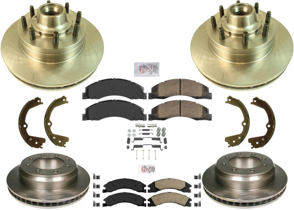 F&R Disc Brake Rotors & Pads For Ford E150 & E350 08-2014 Single Rear Wheel