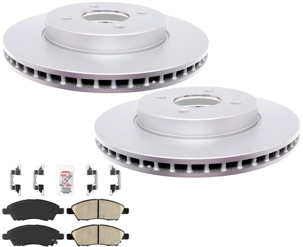 Front Coated Rotors & Ceramic Brake Pads For Nissan Versa 1.6L 2012-2019