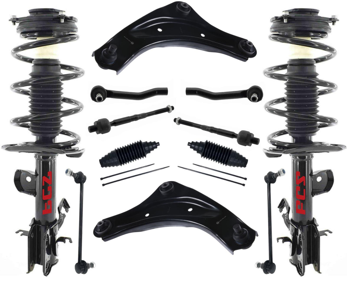 Front Complete Struts Control Arms Tie Rods & Links For Nissan Juke 2011-2017