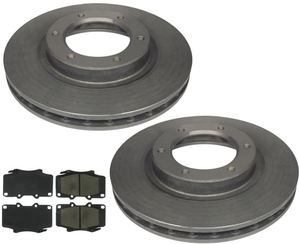 Front Carbon Performance Disc Brake Rotors Pads For Toyota Landcruiser 93-97