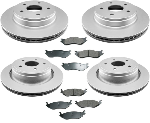 For Dodge Durango 2004-2006 Front & Rear Brake Coated Rotors & Brake Pads