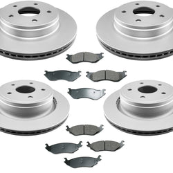 Front & Rear Coated Rotors & Ceramic Pads For 2002-2005 Dodege Ram 1500 Pickup