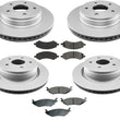 Front & Rear Coated Rotor & Brake Pads For 2011-2018 Ram 1500 Pick Up 5 Stud