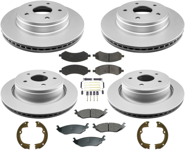 Rotores revestidos delanteros y traseros y almohadillas de cerámica para camioneta Dodge Ram 1500 2002-2005