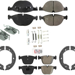 Front + Rear Disc Brake Pads Parking Brake Shoes For BMW X6 xDrive 5.0i 08-2017