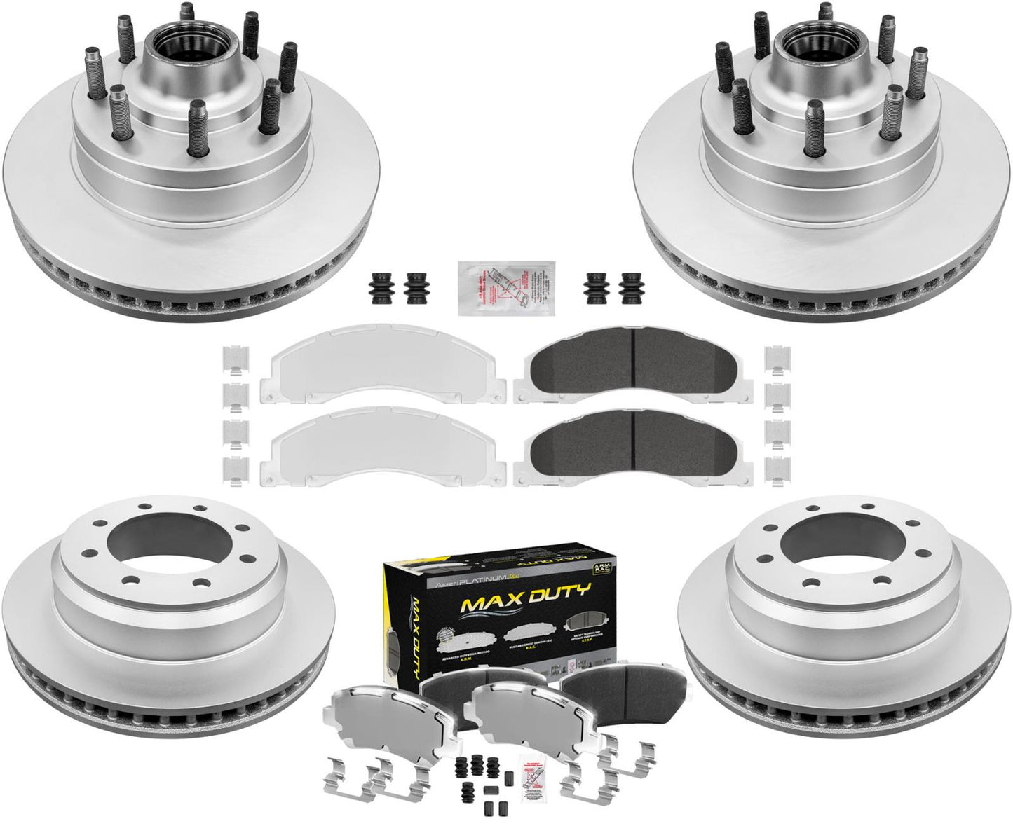 Premium Fleet Front Rear Galvanized Brake Pads & Coated Rotors FOR 08-14 E250