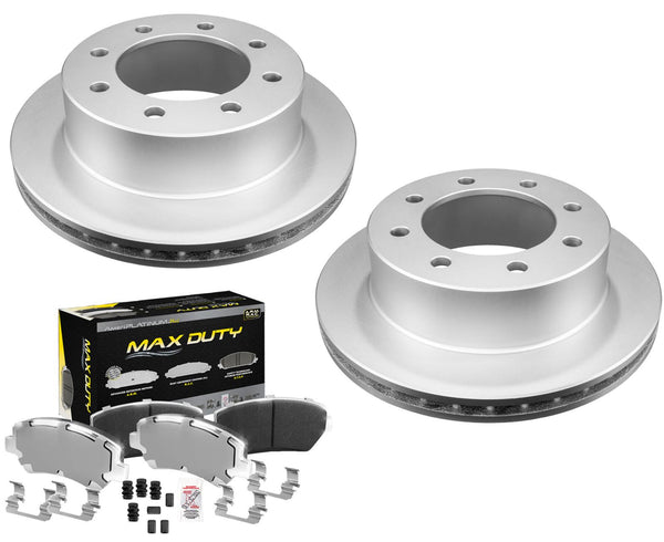 Ultra Fleet Rear Galvanized Brake Pads Coated Rotors FOR 01-10 Silverado 2500HD