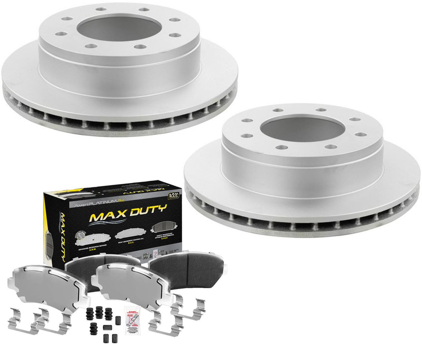 Fleet Rear Galvanized Brake Pads & Coated Rotors FOR 10-20 Savana 2500 Rpo GU6