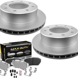 H/D Fleet Rear Galvanized Brake Pads & Coated Rotors FOR 03-07 GMC Savana 2500
