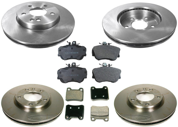 94-96 Mercedes C220 C280 without ASR Front & Rear Brake Rotors & Pads 6Pc Kit