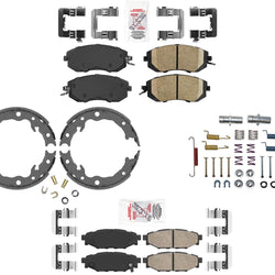 Front & Rear Disc Brake Pads Parking Brake Shoes For Subaru Crosstrek 2016-2017