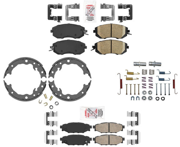 Pastillas de freno de disco delantero y trasero, zapatas de freno de estacionamiento para Subaru Crosstrek 2016-2017