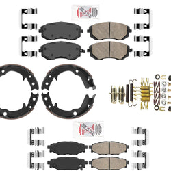 Front & Rear Disc Brake Pads Parking Brake Shoes For Legacy 2.5i 2006-2009