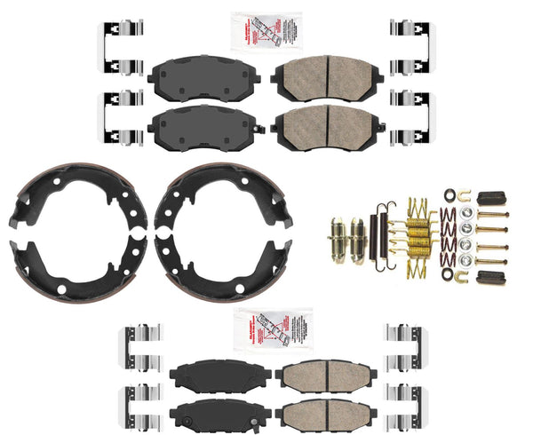 Front & Rear Disc Brake Pads Parking Brake Shoes For Legacy 2.5i 2006-2009