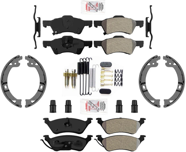 AmeriPro Disc Brake Pads Parking Brake Shoes For Chrysler Town & Country 01-07