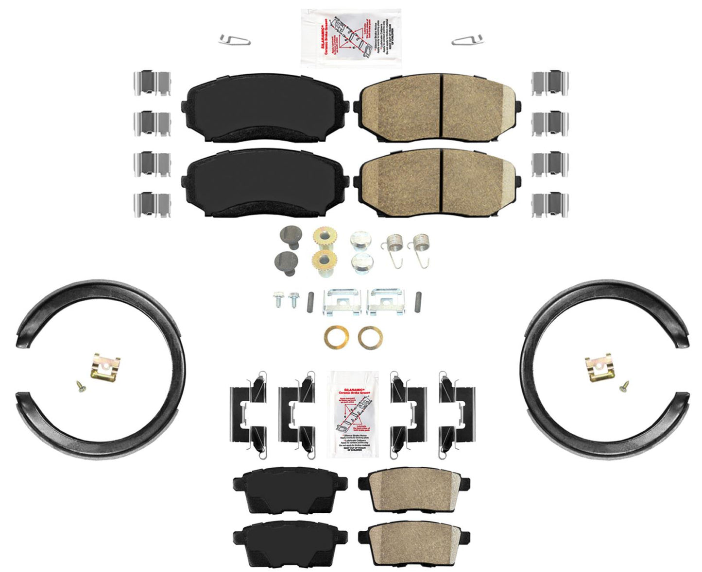 AmeriPro Pastillas de freno de disco de cerámica + zapatos de estacionamiento para Mazda CX-9 2007-2015