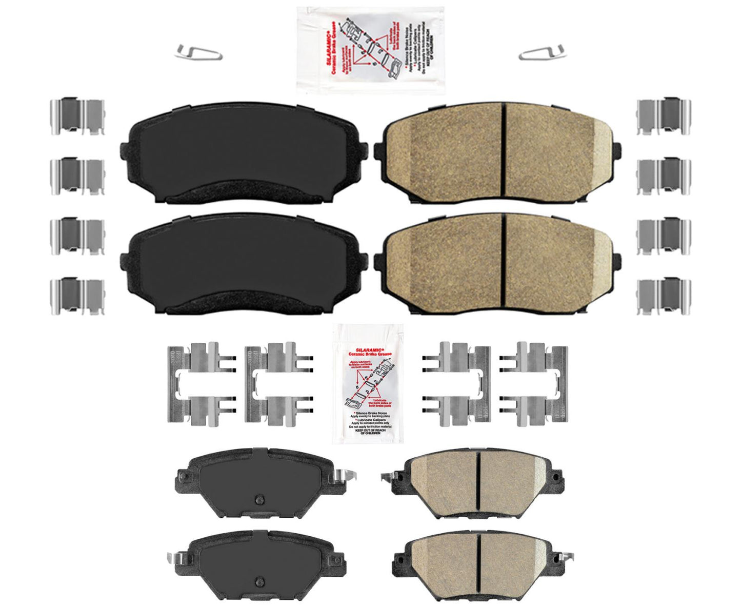 AmeriPro - Pastillas de freno de disco delanteras y traseras de cerámica para Mazda CX-9 2016-2023