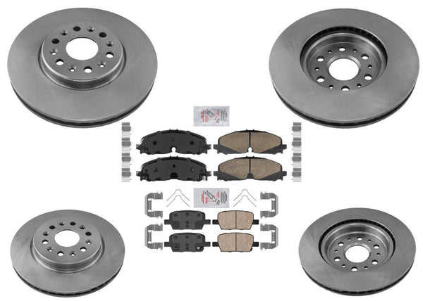Frt & Rr Coated Disc Brake Rotors & Ceramic Pads For Chevrolet Traverse 2020