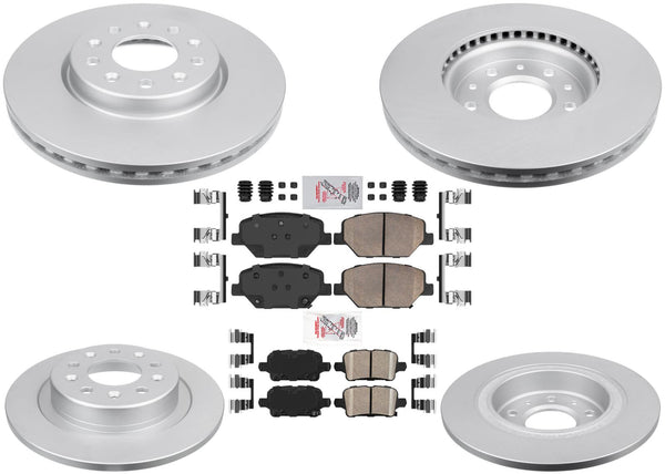 F & R Coated Brake Rotors & Pads for Buick Regal TourX 18-20 300mm Front Rotors