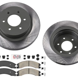 Front Fleet Pads w Hardware & Disc Brake Rotors for 2016-2023 Nissan Titan XD