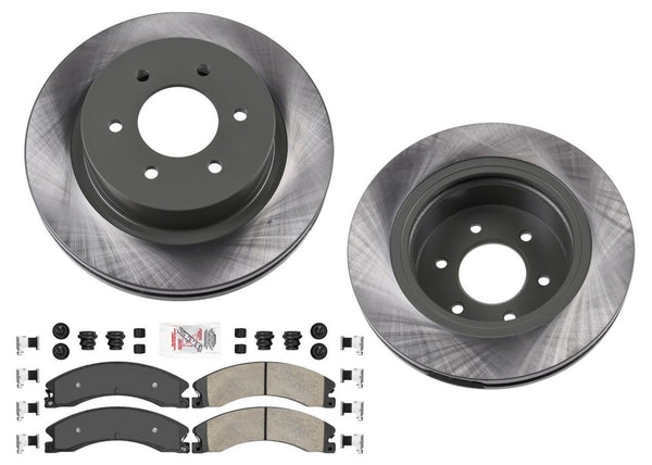 Front Fleet Pads w Hardware & Disc Brake Rotors for 2016-2023 Nissan Titan XD