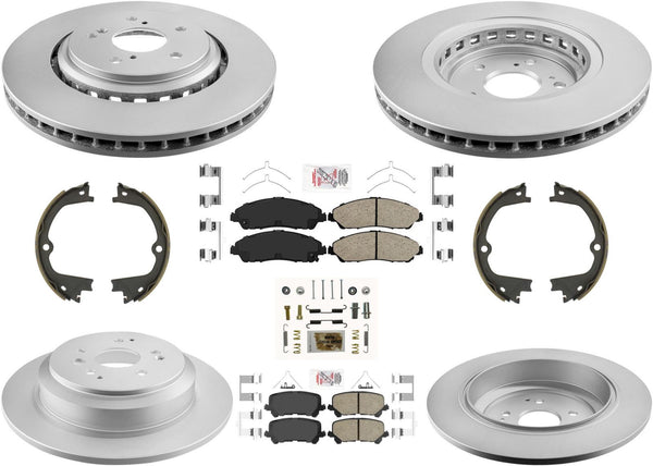 Front & Rear Coated Disc Brake Rotors & Ceramic Pads for Acura MDX 2014-2016