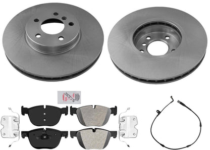 Front GEO Coated Disc Brake Rotors Semi Metallic Pads For 2007-2018 BMW X5 3.0L